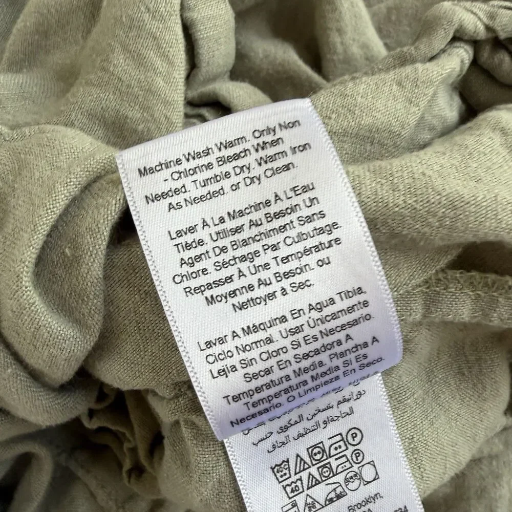 West Elm European Flax Linen Duvet Cover King Size Green Celadon Melange